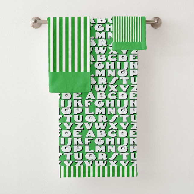 Conjunto De Toalhas Kids Alphabet Green Stripes (Insitu)