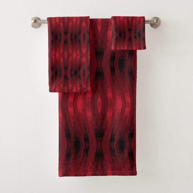 Conjunto De Toalhas Kikat de ziguezague vermelho e preto (Insitu)