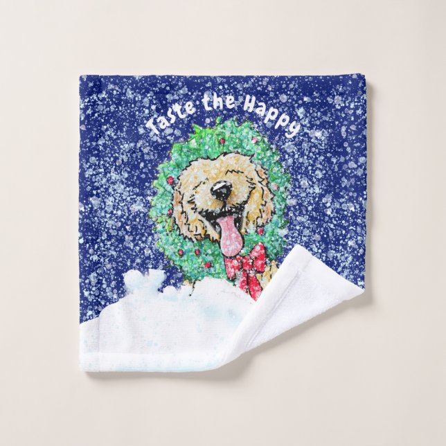 Conjunto De Toalhas KiniArt DoodleMoji Goldendoodle Natal Bath Tow (Pano de lavar)