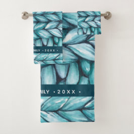 Conjunto De Toalhas Knit de Natal Personalizado com Cor de Água Azul