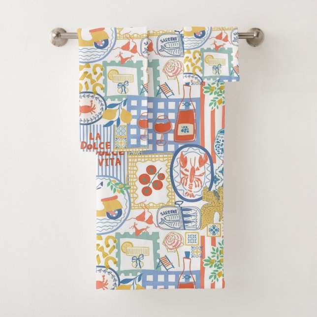 Conjunto De Toalhas La Dolce Vita Italian Summer Lemon Mediterranean  (Insitu)