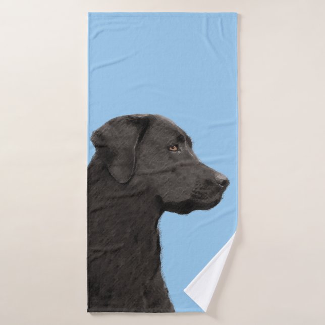 Conjunto De Toalhas Labrador Retriever Black Painting Original Dog Art (Toalha de Banho)