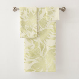 Conjunto De Toalhas Lace Floral Texture Ouro Beige