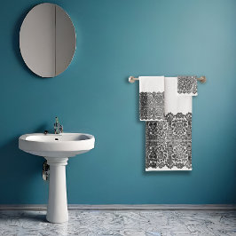 Conjunto De Toalhas Lace Negra Lace Sheen design Bath Totol LUXURIOSO