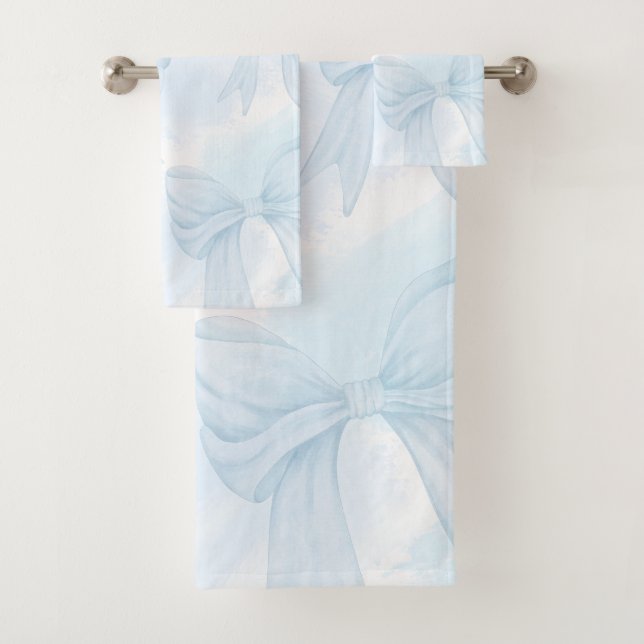 Conjunto De Toalhas Laço de Fita Azul Claro Coquette (Insitu)
