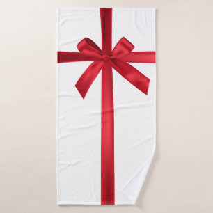 Conjunto De Toalhas Laço de Fita de Cetim Vermelho Festa de Natal