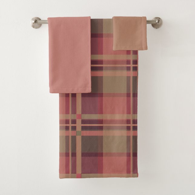 Conjunto De Toalhas Lady Tartan Pattern Escocesa Rosa (Insitu)