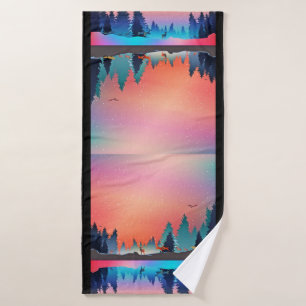 Conjunto De Toalhas Lago de inverno Cênico com Veado