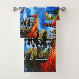 Conjunto De Toalhas Lago Montanha: Vista Cênnica