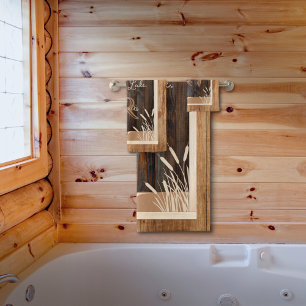 Conjunto De Toalhas Lago Rustic Wood Tone Monograma