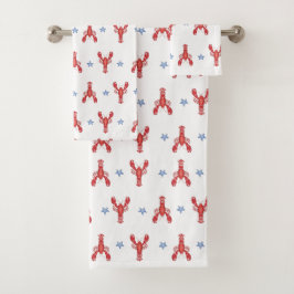 Conjunto De Toalhas Lagosta se preparando na costa à beira-mar sofisti