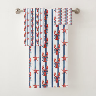 Conjunto De Toalhas Lagostas e Estrelas-do-Mar Coquettes