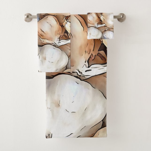 Conjunto De Toalhas Lâmpadas de Alho - Arte Negra Artística (Insitu)