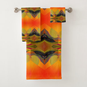 Conjunto De Toalhas Laranja caleidoscópica