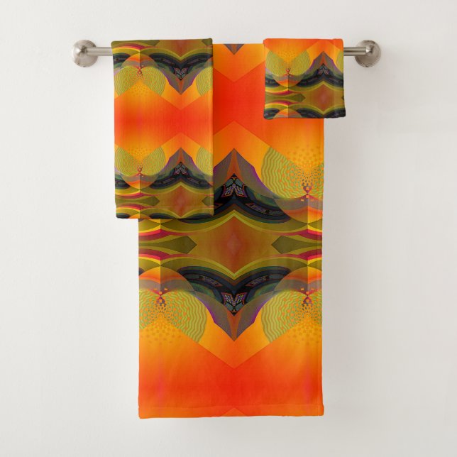 Conjunto De Toalhas Laranja caleidoscópica (Insitu)