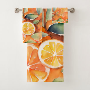 Conjunto De Toalhas Laranja Fatias de Água Fresca Citrus Design