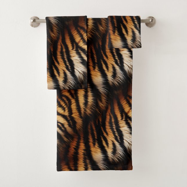 Conjunto De Toalhas Laranja Preto Tigre Impressão Animal (Insitu)