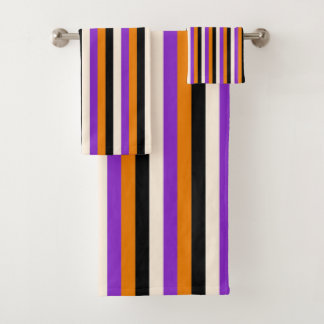 Conjunto De Toalhas Laranja Roxo Preto Listra de Halloween