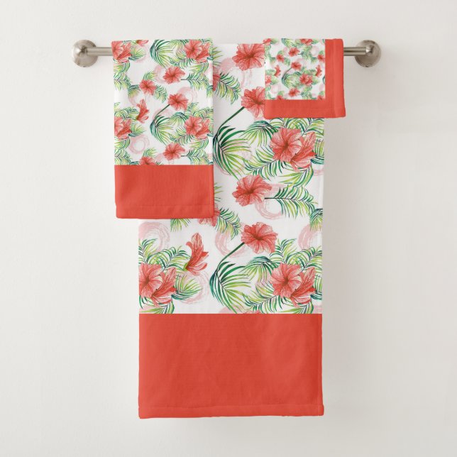 Conjunto De Toalhas Laranja Tropical Floral (Insitu)