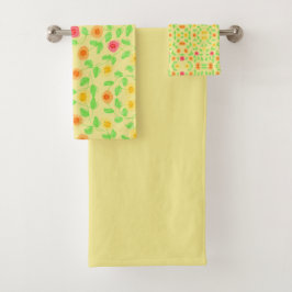 Conjunto De Toalhas Laranja Vermelho e Amarelo