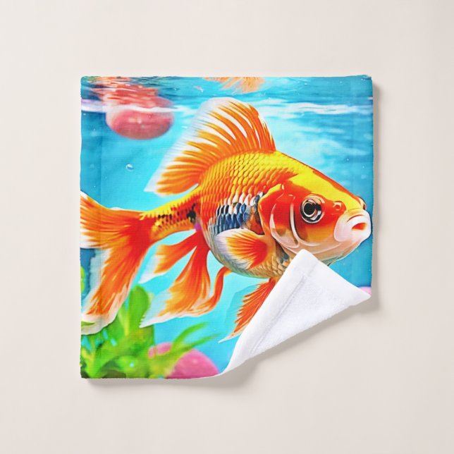 Conjunto De Toalhas Laranja-White Goldfish (Pano de lavar)