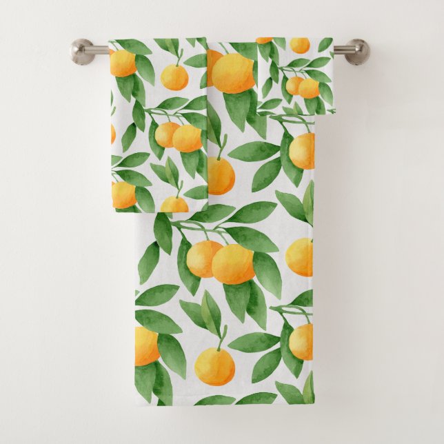 Conjunto De Toalhas Laranjas aquarelas ou tangerinas (Insitu)