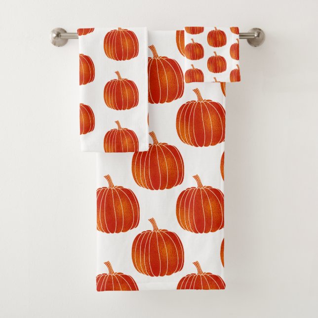 Conjunto De Toalhas Laranjas Brilhantes Fofos Outono Halloween Abóbora (Insitu)