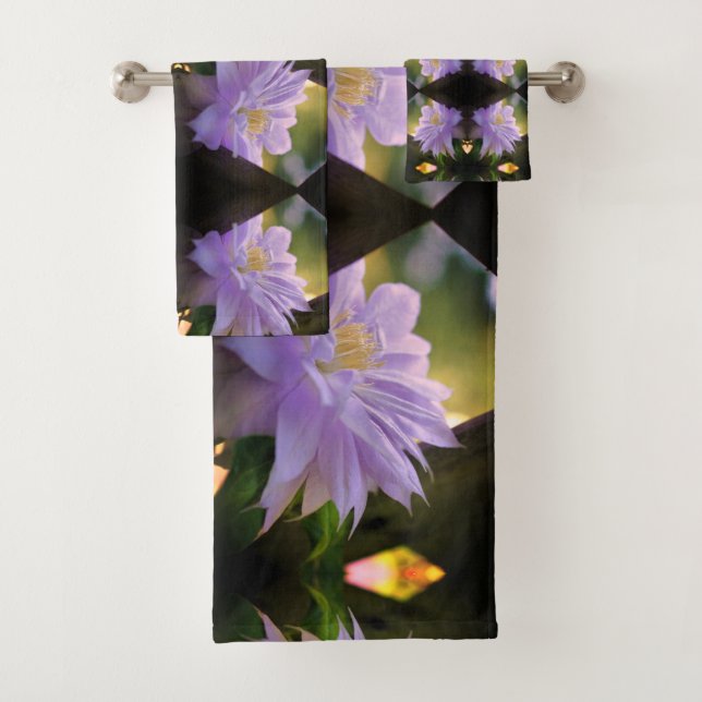 Conjunto De Toalhas Lavanda Clematis Flower Em Trellis Abstrato (Insitu)