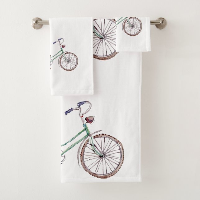 Conjunto De Toalhas Lavanda de Bicicleta Russo Azul Floral (Insitu)