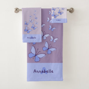 Conjunto De Toalhas Lavanda de Flutuação do Borboleta Azul do & Nome I