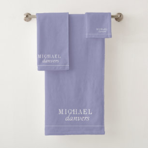 Conjunto De Toalhas Lavanda de Nome Branco do Monograma Elegante