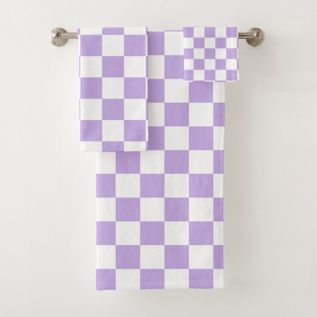 Conjunto De Toalhas Lavanda e branco verificados (Insitu)