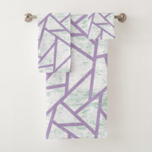 Conjunto De Toalhas Lavanda e teste padrão de mosaico verde pálido