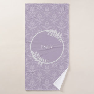 Conjunto De Toalhas Lavanda Elegante Damask Personalizado