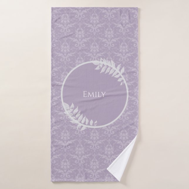 Conjunto De Toalhas Lavanda Elegante Damask Personalizado (Toalha de Banho)