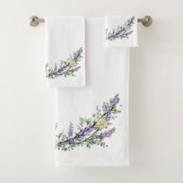 Conjunto De Toalhas Lavanda Eucalyptus amarelo rosas aquáticas