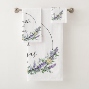 Conjunto De Toalhas Lavanda Eucalyptus amarelo rosas aquáticas