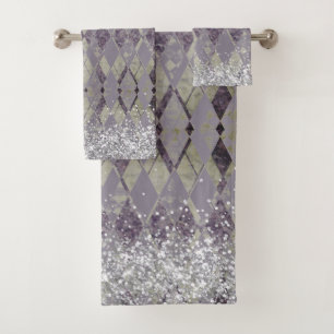 Conjunto De Toalhas Lavanda Grunge Harlequin Glitter