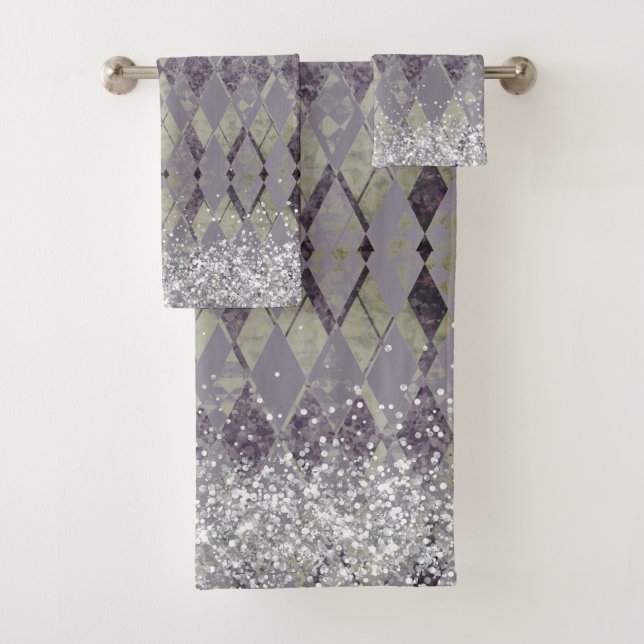Conjunto De Toalhas Lavanda Grunge Harlequin Glitter (Insitu)