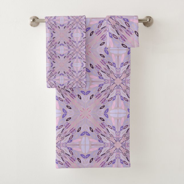 Conjunto De Toalhas Lavanda Mauve rosa, cor-de-rosa, Abstrato Geométri (Insitu)