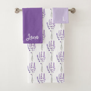 Conjunto de Toalhas Lavanda Monogramadas