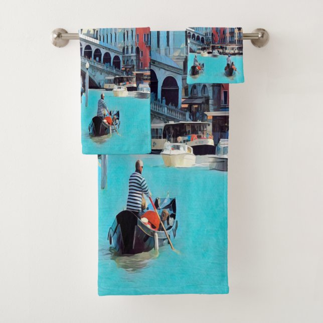 Conjunto De Toalhas ldp VENICE - gondolas - rialto - (Insitu)