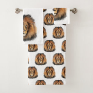 Conjunto De Toalhas leão aquarela Leo rei safari animal selva gato 