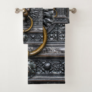 Conjunto De Toalhas Leão de Doorknocker - preto/ouro