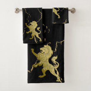 Conjunto De Toalhas Leão Real Ouro Marbled
