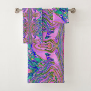 Conjunto De Toalhas Legal Abstrato de Chartreuse e Retrô de Groovê Ros