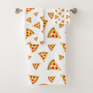 Conjunto De Toalhas Legal e divertido padrão de fatias de pizza em bra