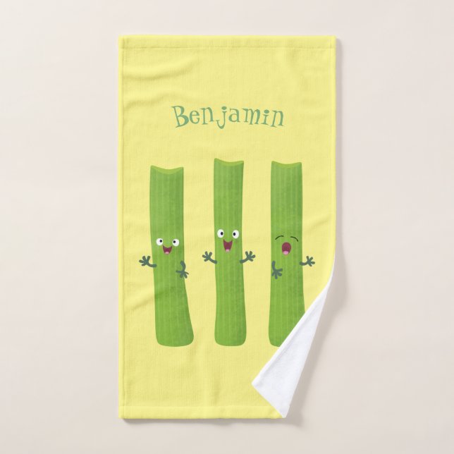Conjunto De Toalhas Legumes de trio com aipo-branco (Toalha de mão)