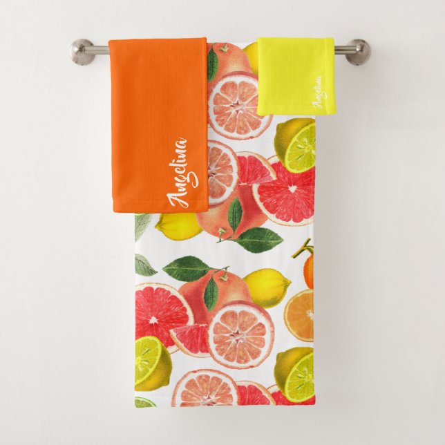 Conjunto De Toalhas Lemon green orange citrus Pattern name (Insitu)