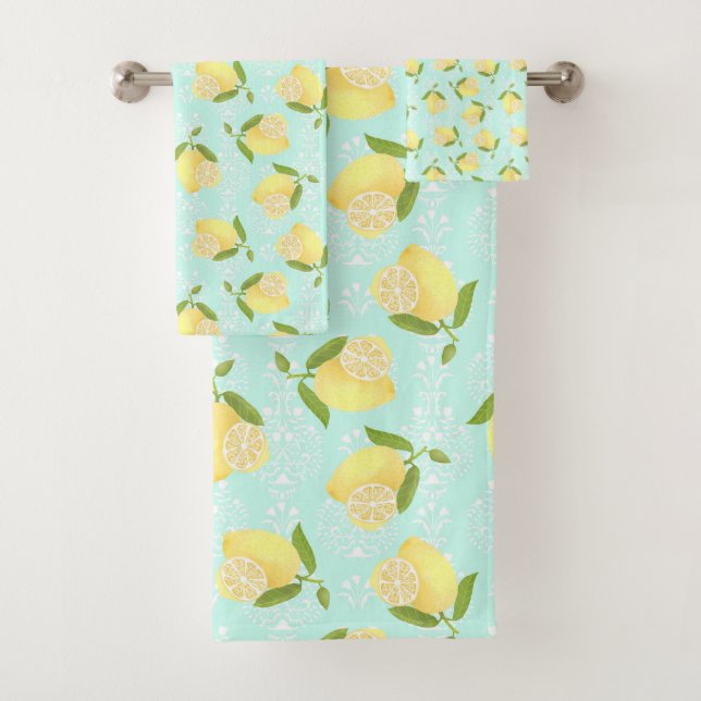 Conjunto De Toalhas Lemon Motif Love Blue (Insitu)